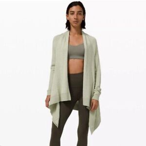 Lululemon Cashlu Knit Wrap Heathered Rosemary Green Open Cardigan Size XS